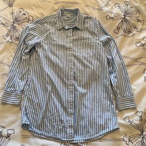 AE Oversized Oxford Button Up Shirt - Blue Stripe